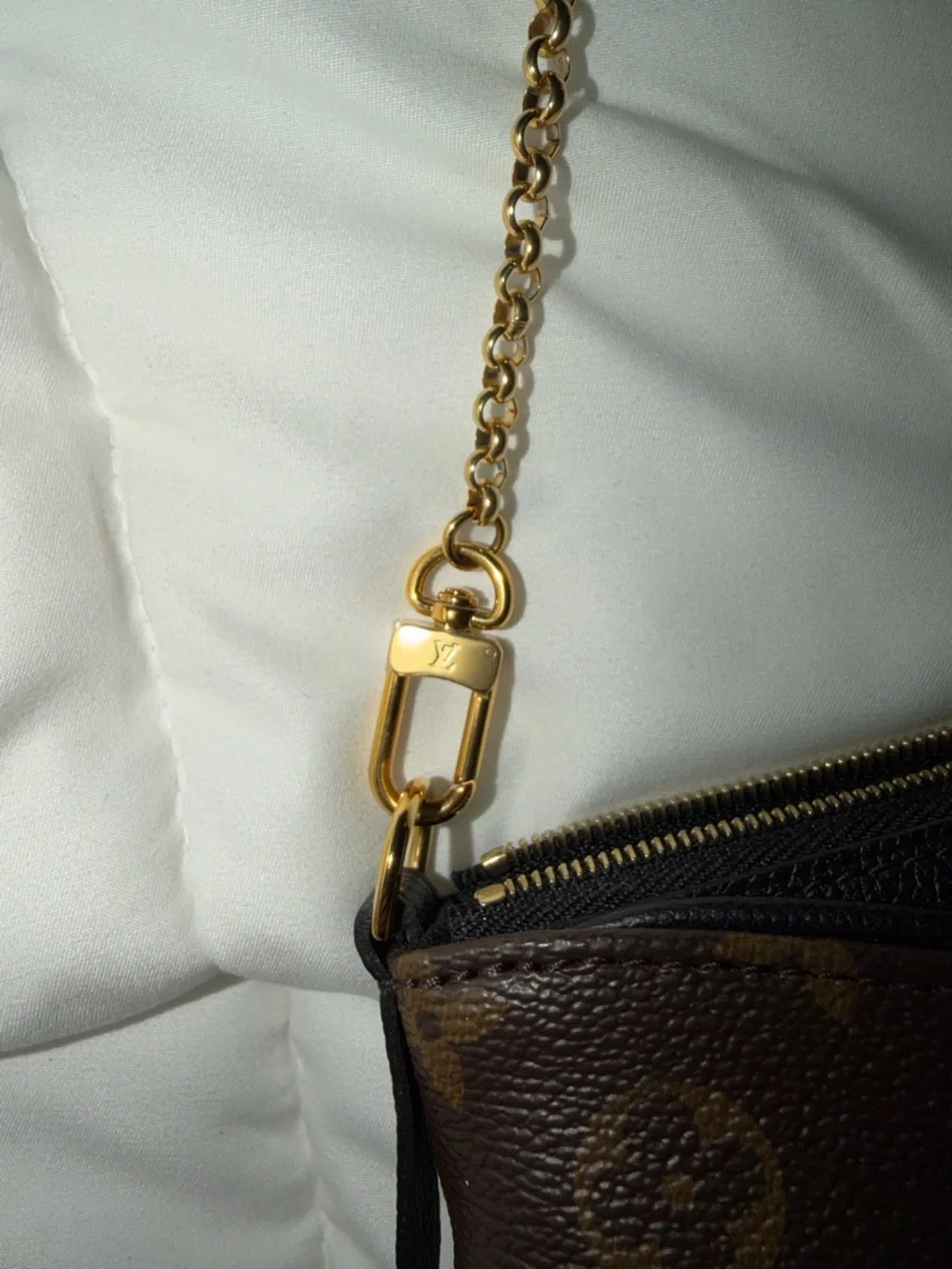 Louis Vuitton Monogram Canvas Chain Crossbody in Brown with Black Trim and Strap - Picture 5 of 8